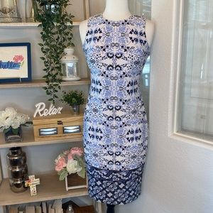Vince Camuto with blue formal floral midi dress